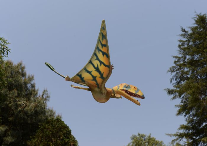 Pterosaurio entre la vegetación del Parque Ecológico Xochitla